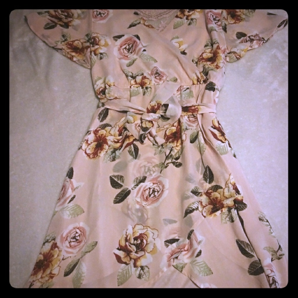 High-Low Mock Wrap Dress